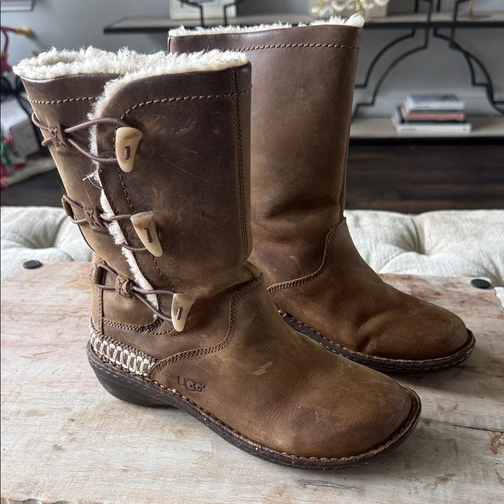 UGG Women's Tan‎ Leather Winter Boots